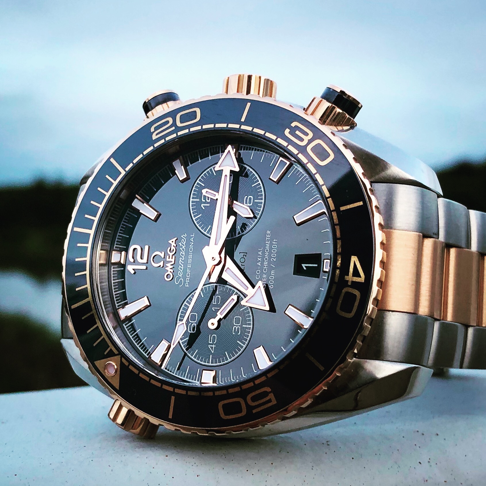 Omega Planet Ocean Chronograph Sedna Gold