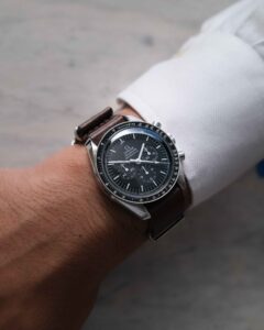 Wrist shot of an Omega Speedmaster Professional